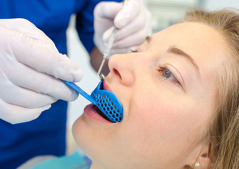 Mouth guard being fitted